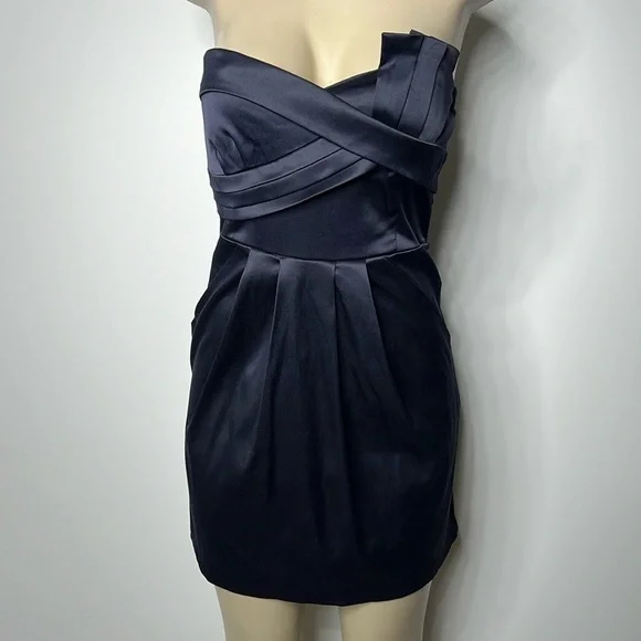 Wishes Wishes Wishes | Dresses | Wishes Wishes Wishes Size 7 Navy Blue  Satin Mini Dress | Poshmark